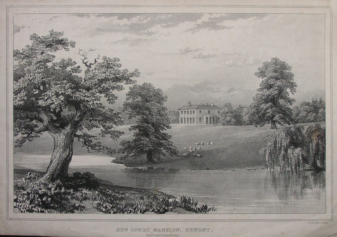 Lithograph - New Court Mansion, Newent. Gloucestershire